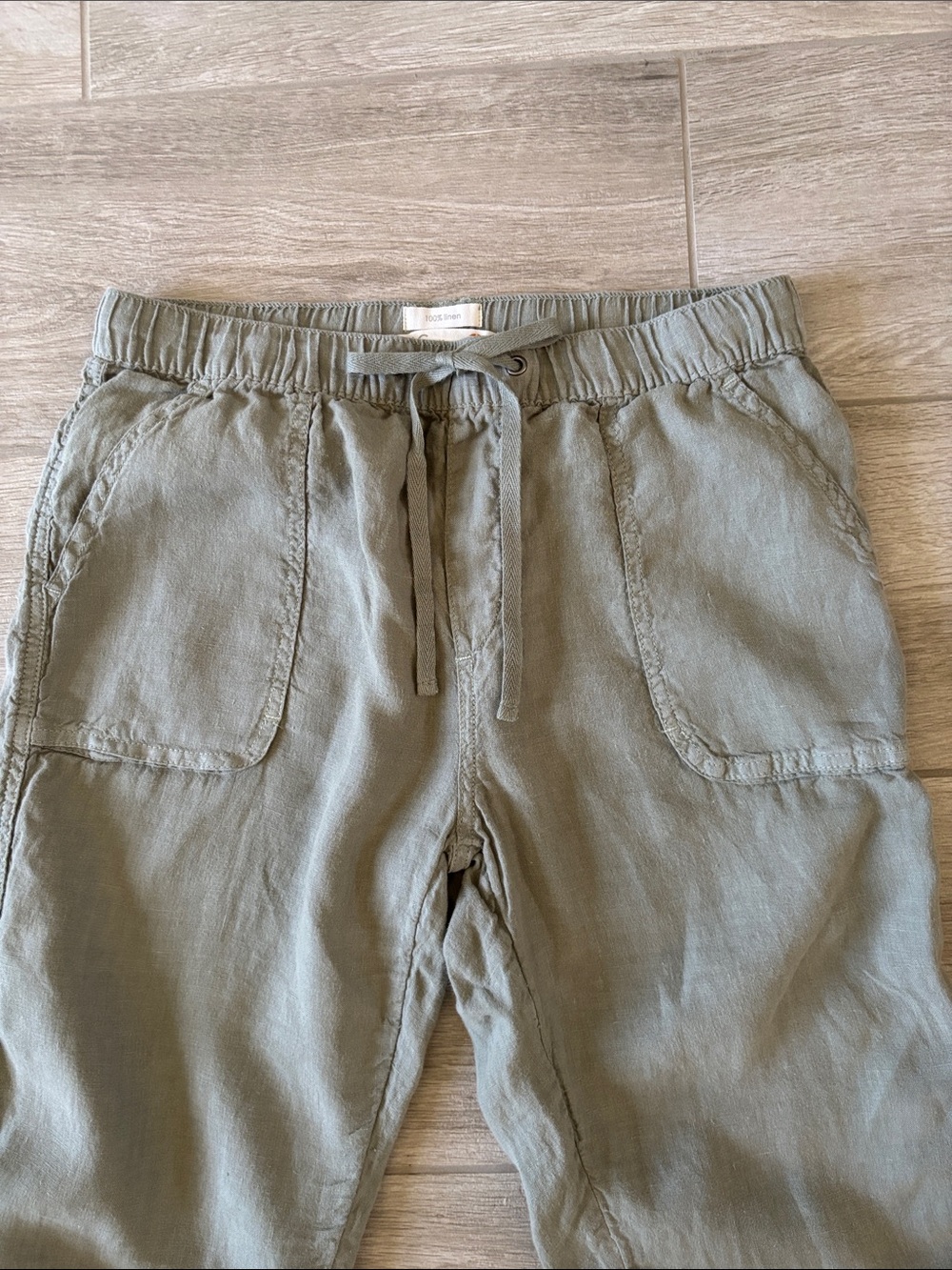 C & C California Green Wash Linen Jogger Pants With Pockets Size Medium - Picture 3 of 10